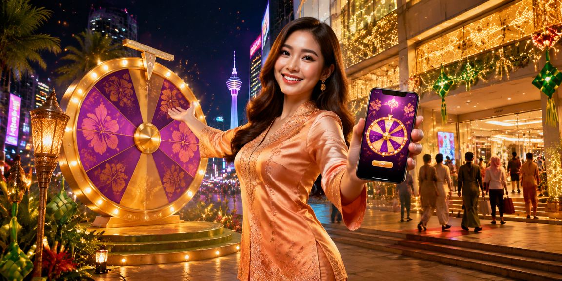 Suasana cabutan bertuah Hari Raya di Kuala Lumpur dengan lampu-lampu berwarna meriah